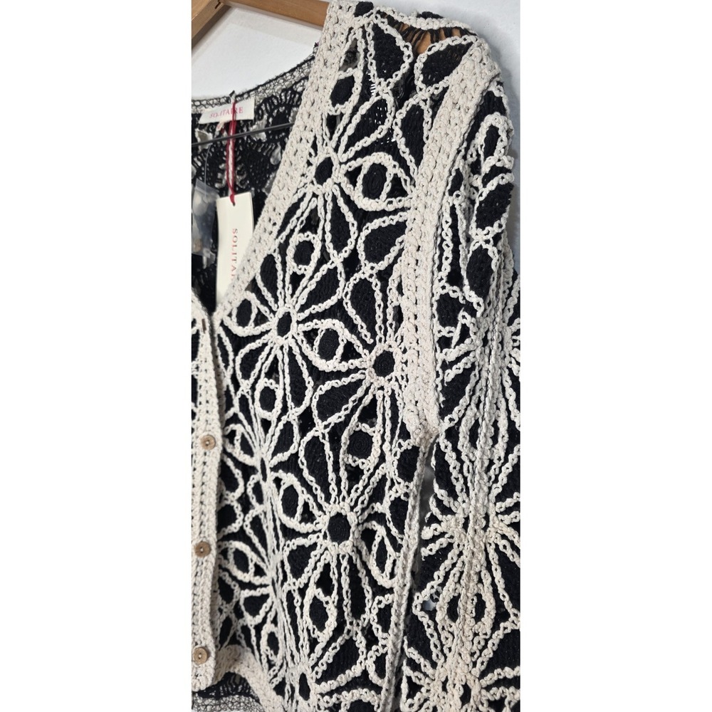 New Solitaire Crochet Top Blazer Cardigan Women M Doily Lace Dainty Cottagecore - Picture 2 of 7